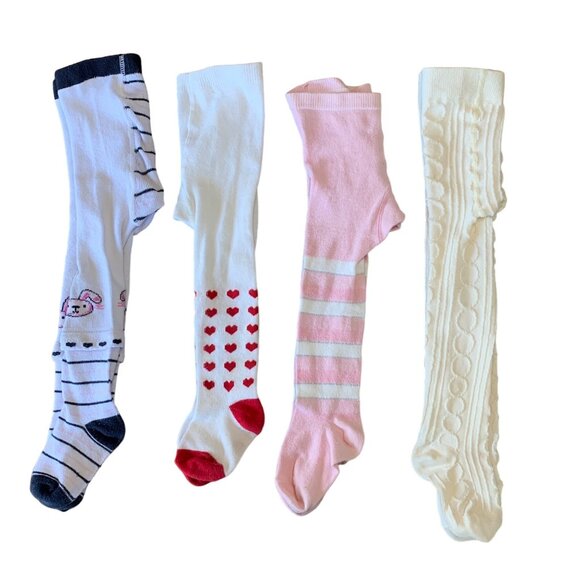 Patterned Winter Tights Bundle Girls 12-24 Mos 2 2T Toddler Girl Cozy Cute Soft - Picture 1 of 16